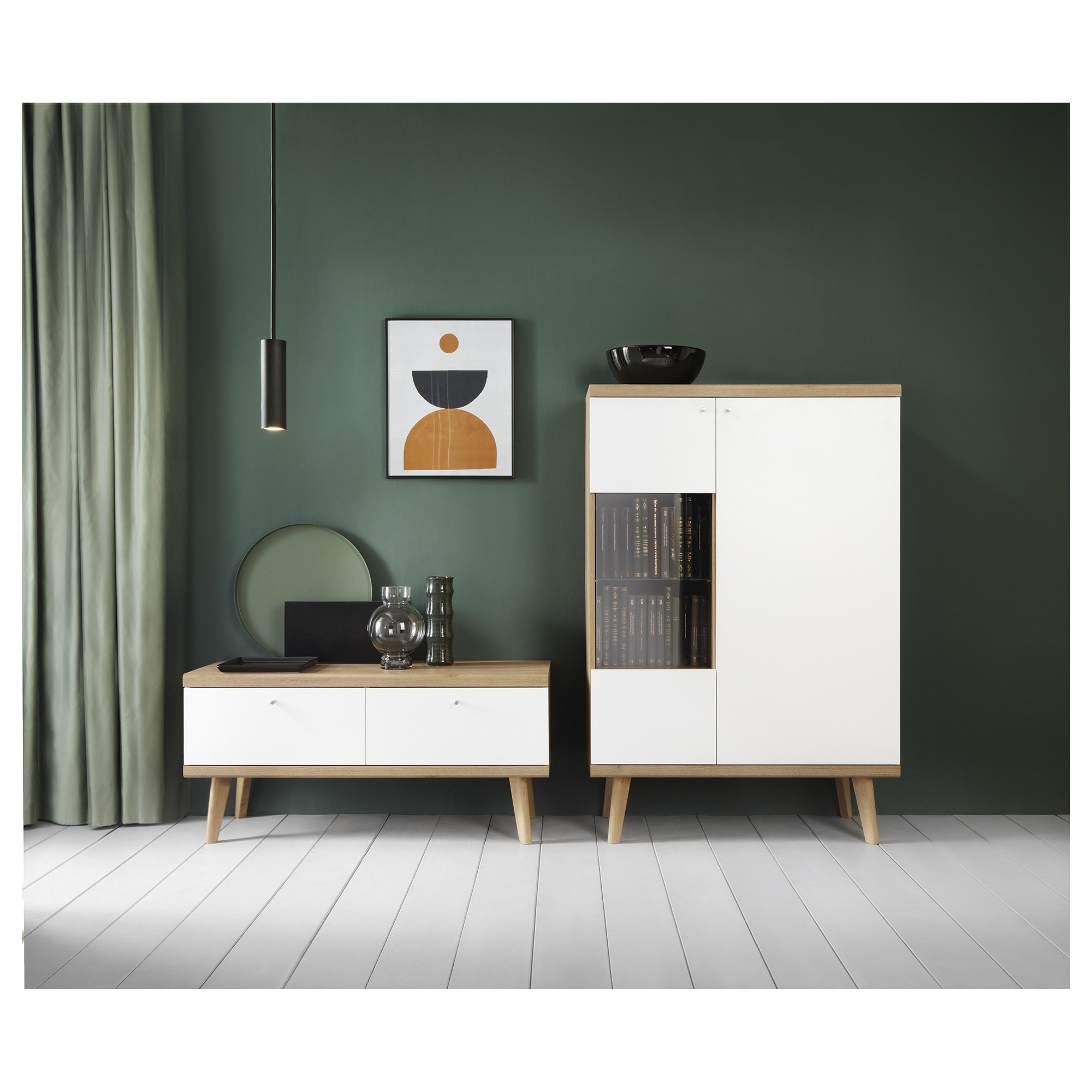 Szafka pod telewizor OSLO 107 cm dąb riviera/biały