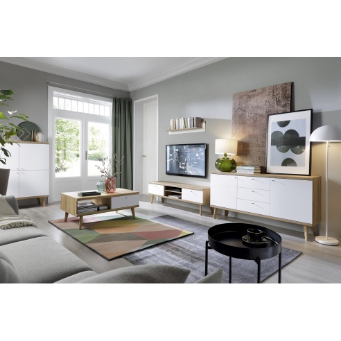 Szafka pod telewizor OSLO 160 cm dąb riviera/biały