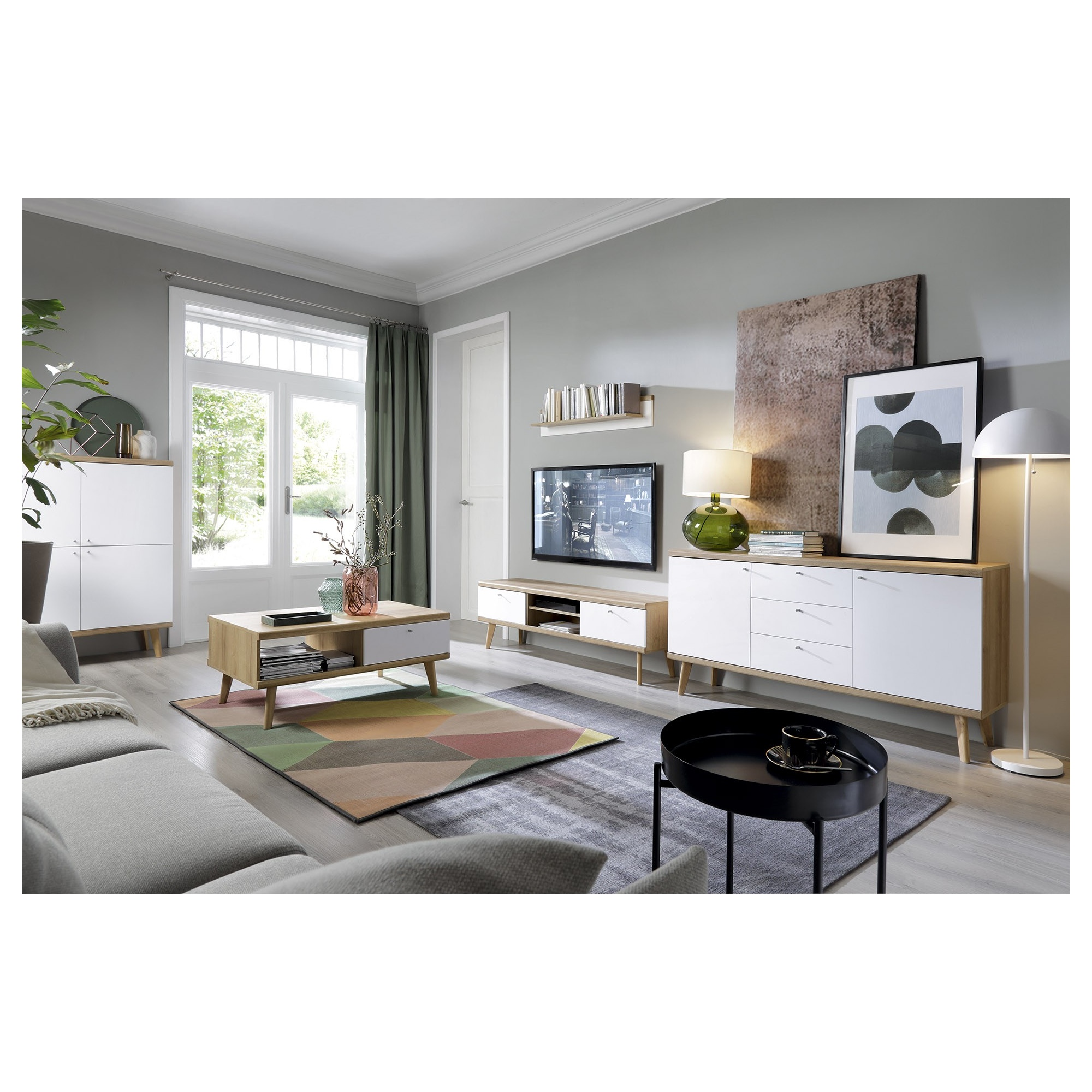 Szafka pod telewizor OSLO 160 cm dąb riviera/biały