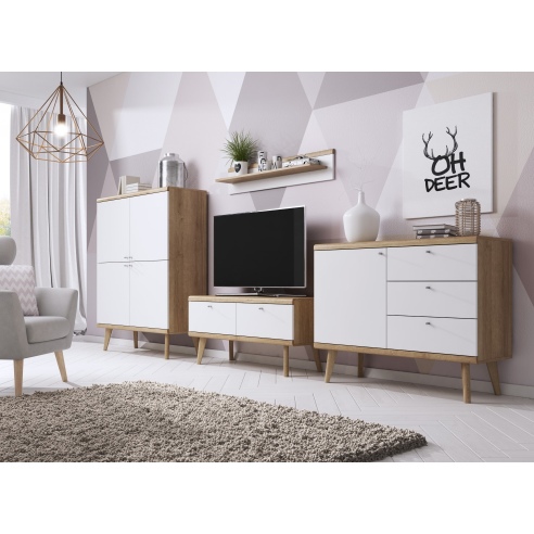 Półka nad telewizor OSLO dąb riviera/biały
