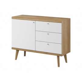 Komoda niska do salonu OSLO 107 cm dąb riviera/biały