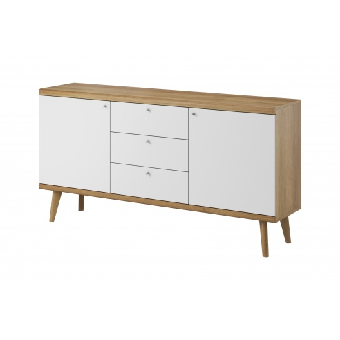 Komoda niska do salonu OSLO 160 cm dąb riviera/biały Komoda niska do salonu OSLO 160 cm dąb riviera/biały