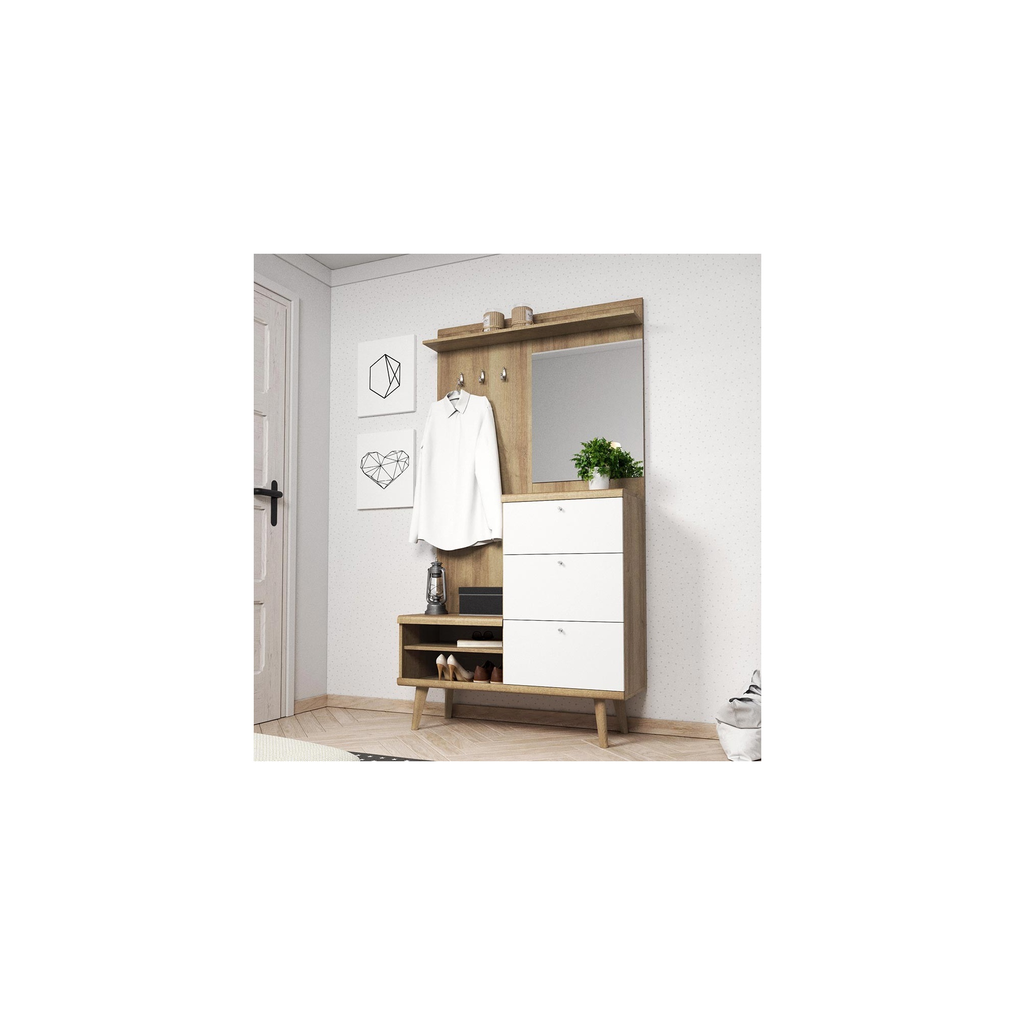 Garderoba OSLO dąb riviera/biały