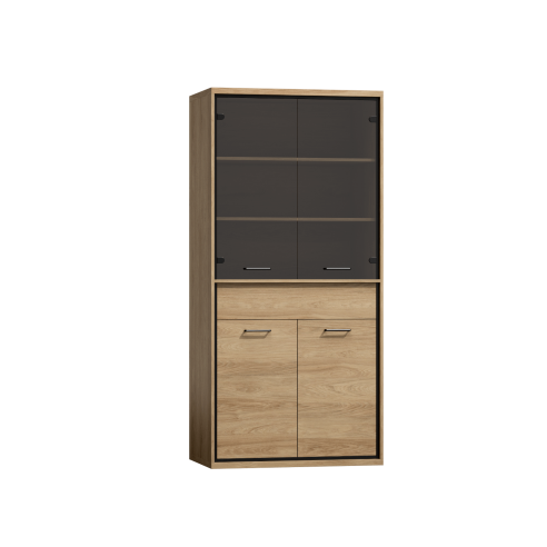 Witryna wysoka do salonu COMO 92 cm w kolorze natural hikora