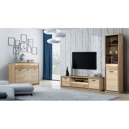 Witryna wysoka do salonu COMO 50 cm w kolorze natural hikora