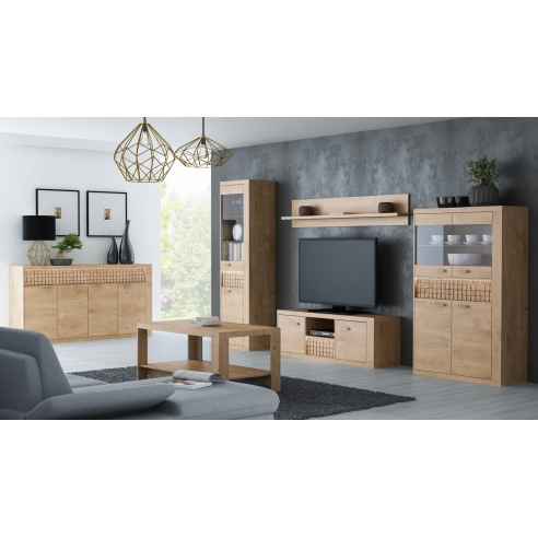 Witryna do salonu niska NOLO 102 cm w kolorze dąb ribbeck