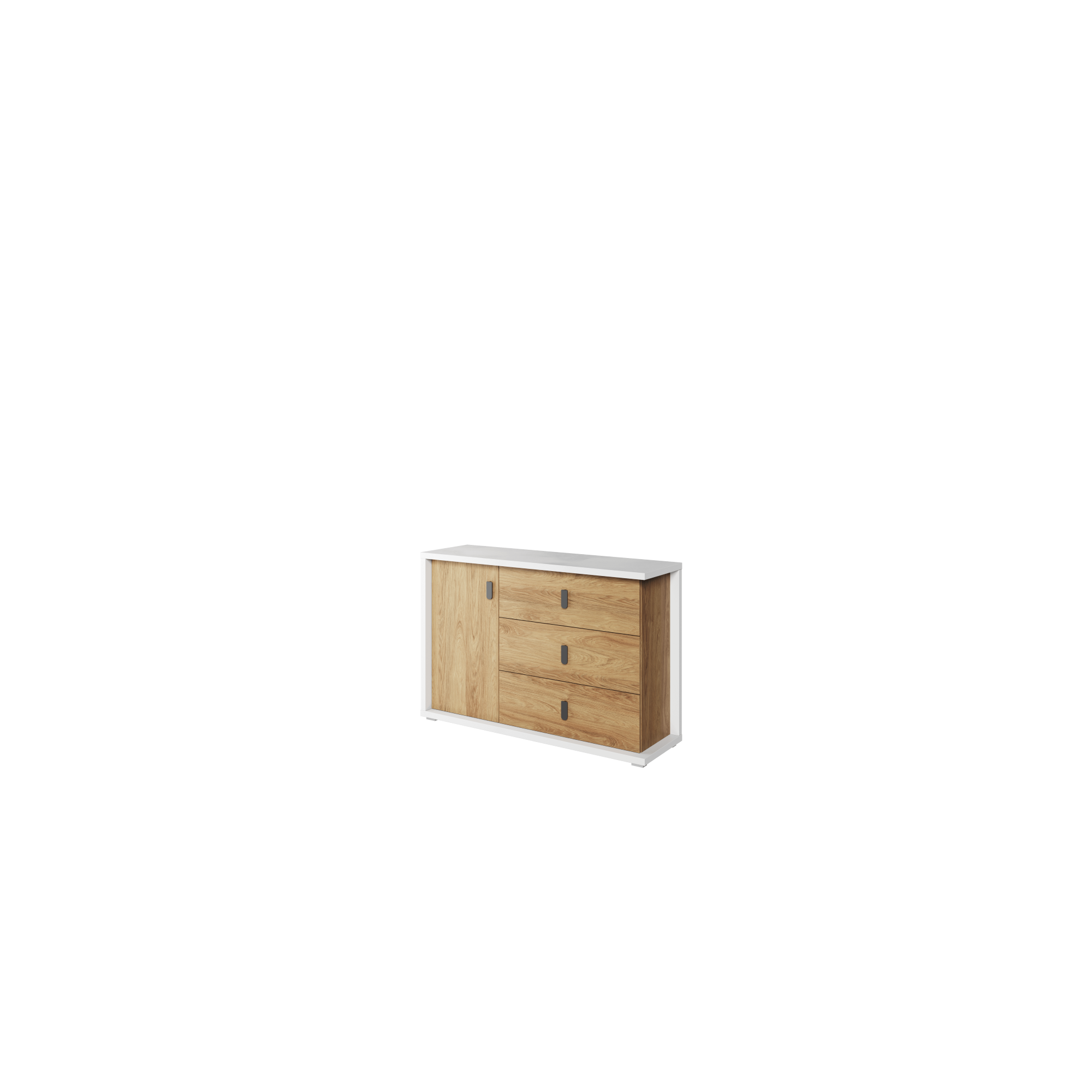 Komoda MALI 135 cm biały/hikora naturalna