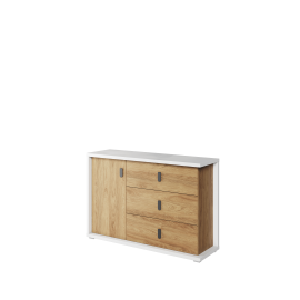 Komoda MALI 135 cm biały/hikora naturalna