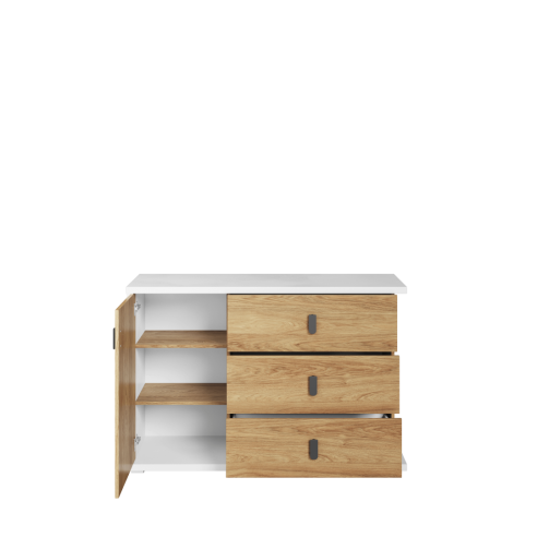 Komoda MALI 135 cm biały/hikora naturalna