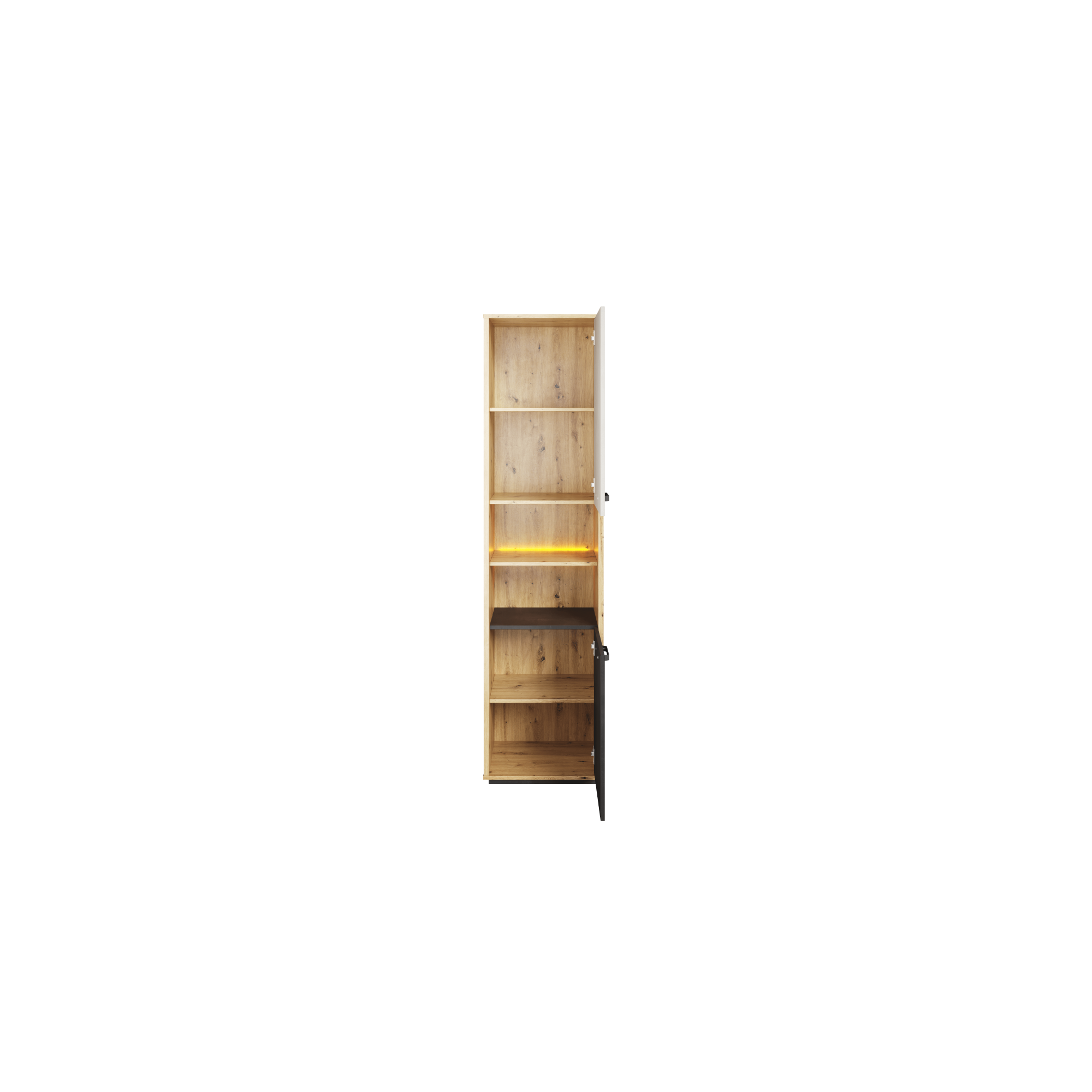 Regał wysoki KUBA 50 cm dąb artisan/raw steel/silk flou