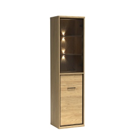 Witryna wysoka do salonu COMO 50 cm w kolorze natural hikora