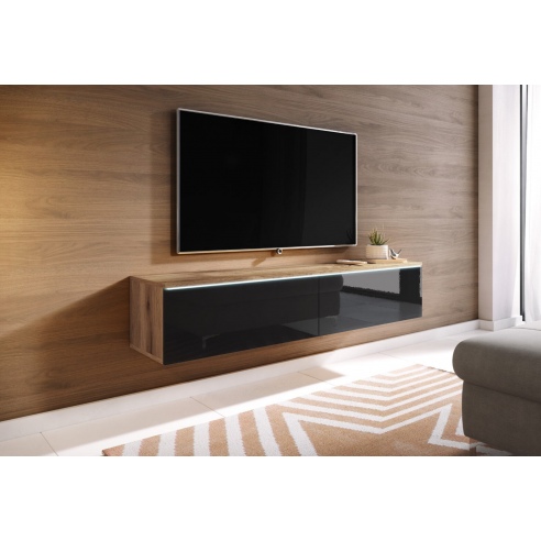 Szafka pod telewizor DIDI 140 cm wotan/czarny połysk