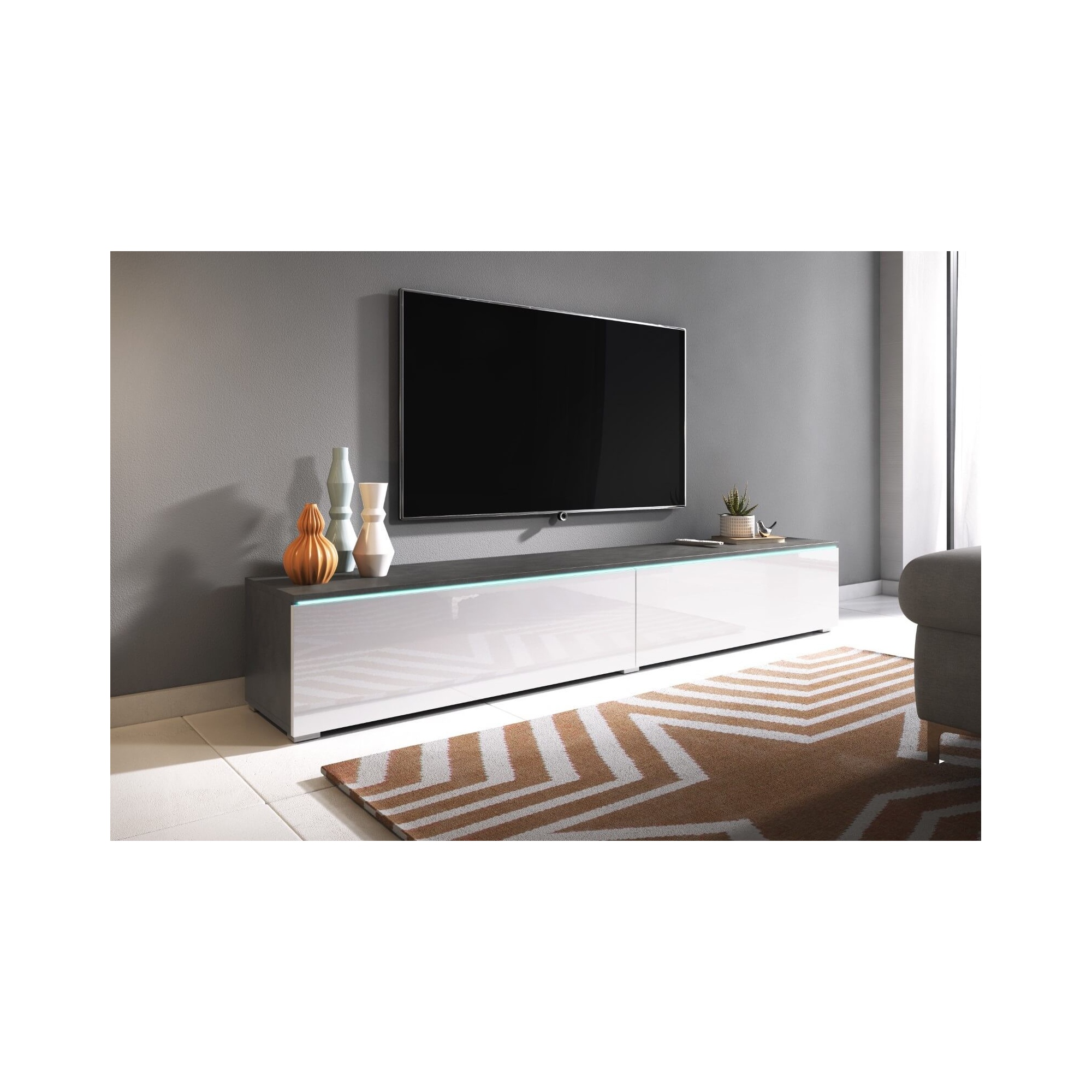 Szafka pod telewizor DIDI 180 cm matera/biały połysk