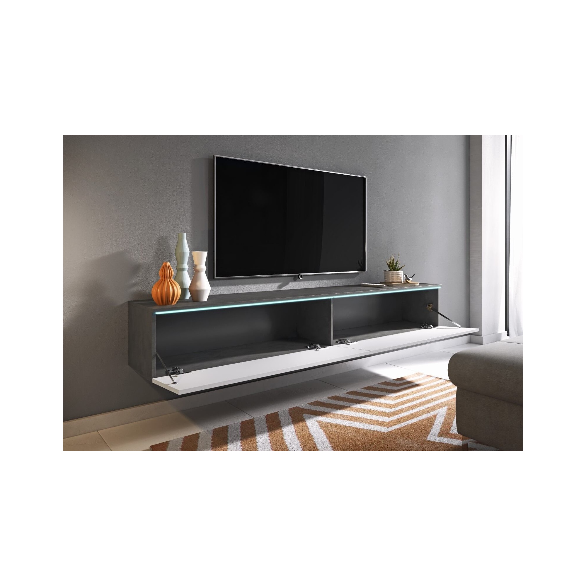 Szafka pod telewizor DIDI 180 cm matera/biały połysk