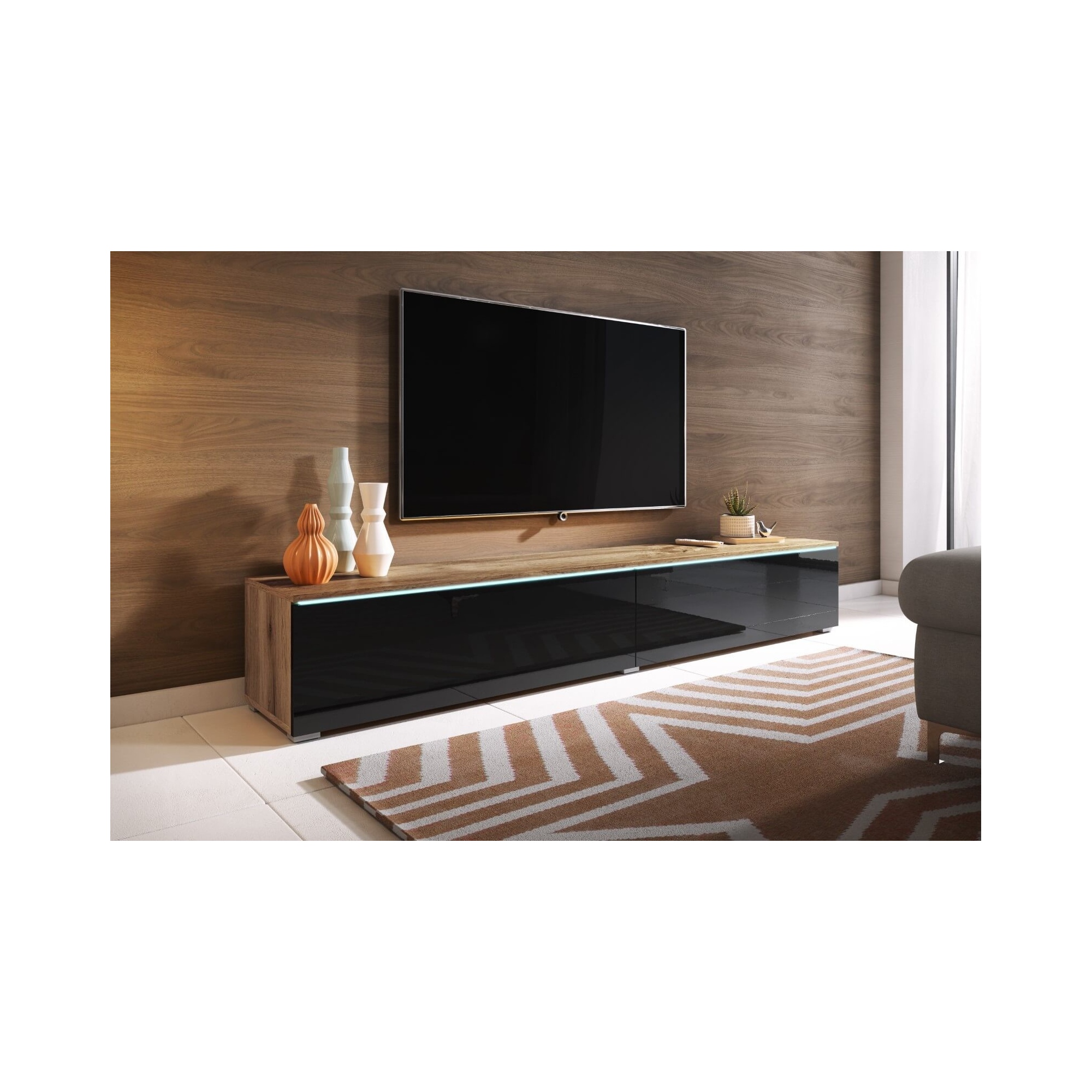 Szafka pod telewizor DIDI 180 cm wotan/czarny połysk