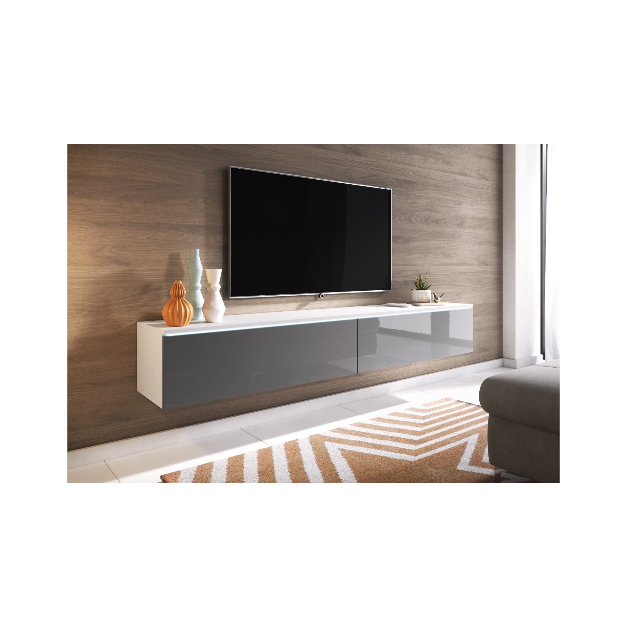 Szafka pod telewizor DIDI 180 cm biały/szary połysk