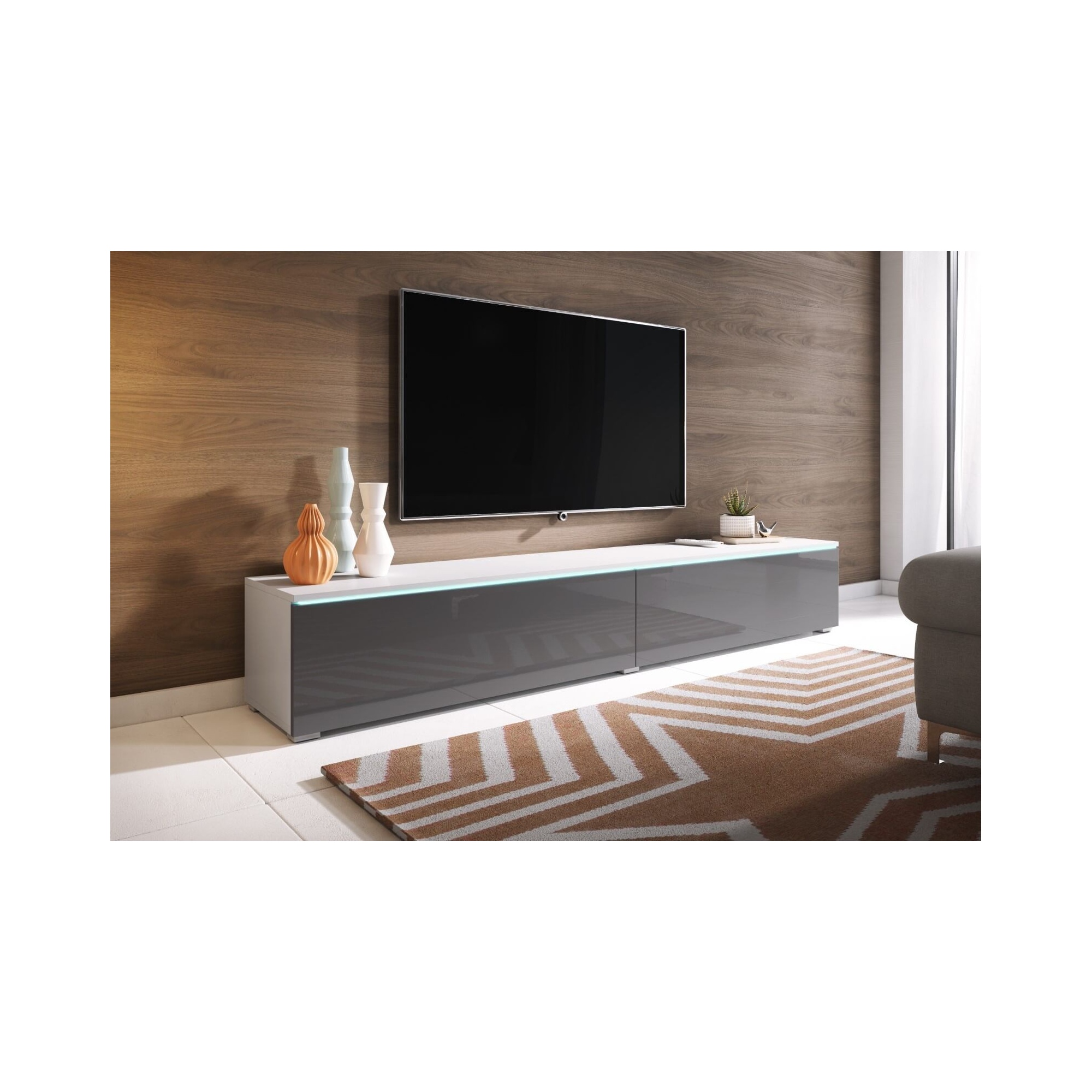 Szafka pod telewizor DIDI 180 cm biały/szary połysk