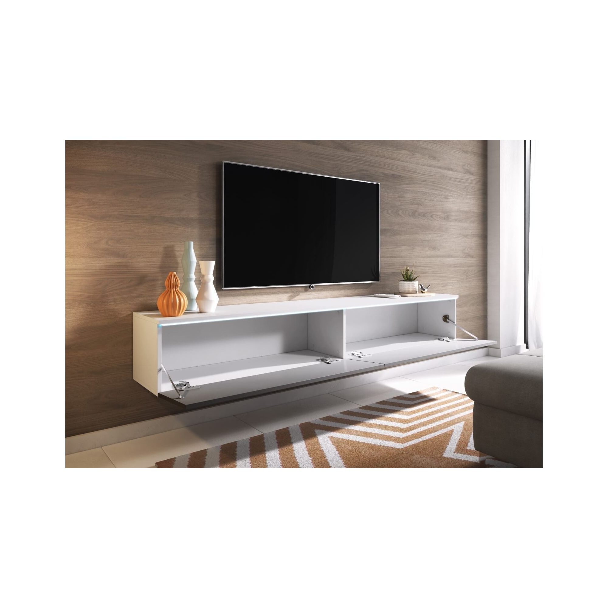 Szafka pod telewizor DIDI 180 cm biały/szary połysk