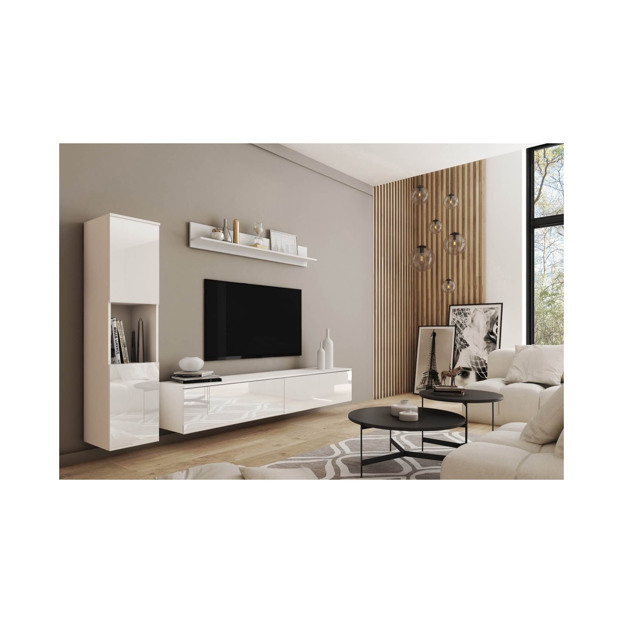 Meblościanka PARMA biały/biały połysk