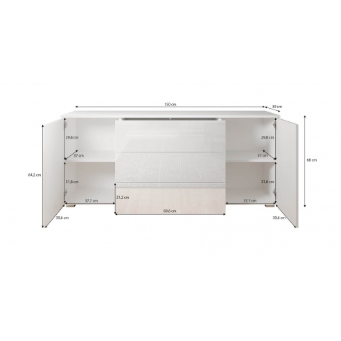Komoda do salonu 150 cm PARMA dąb wotan