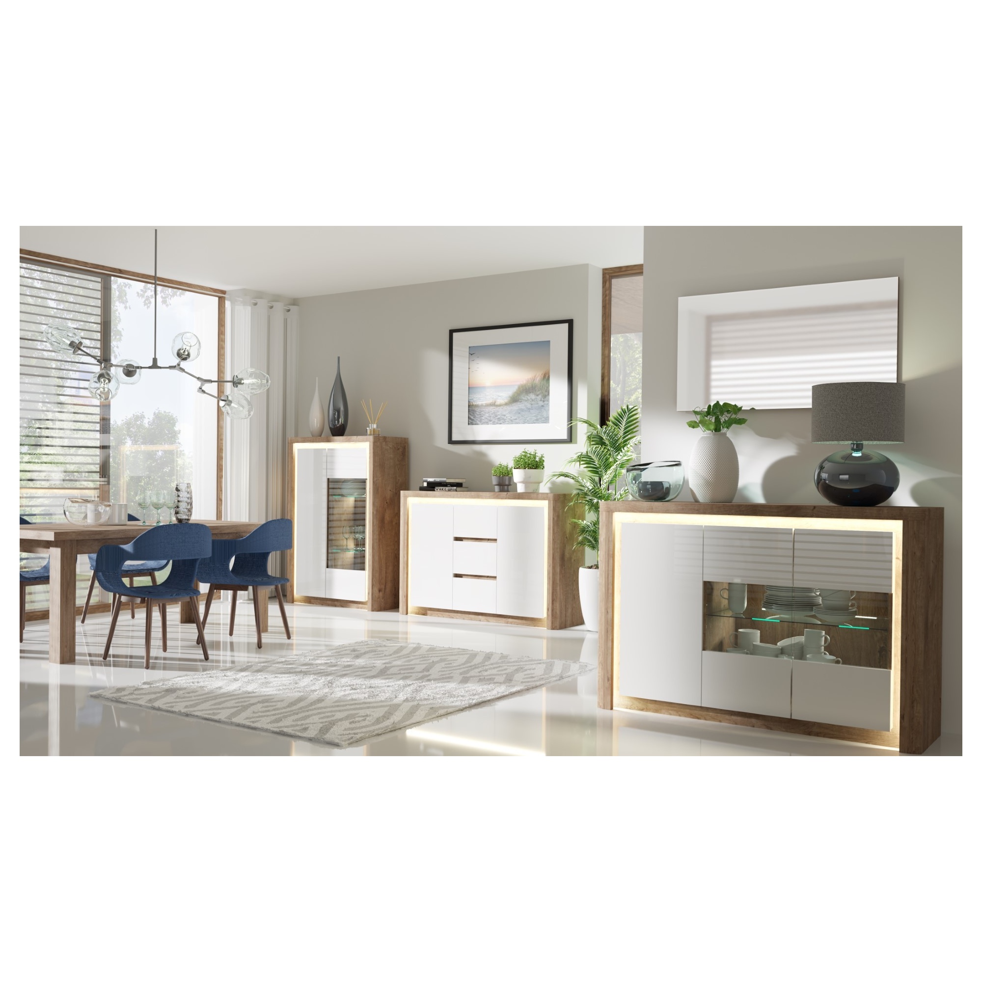 Komoda do salonu LIVIO dąb ribbeck/biały