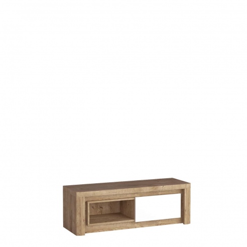 Mała szafka pod telewizor LIVIO dąb ribbeck/biały połysk