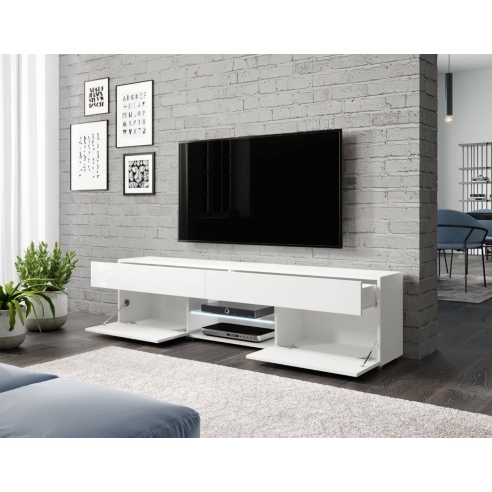 Szafka RTV CARE 180 cm szary połysk/biały