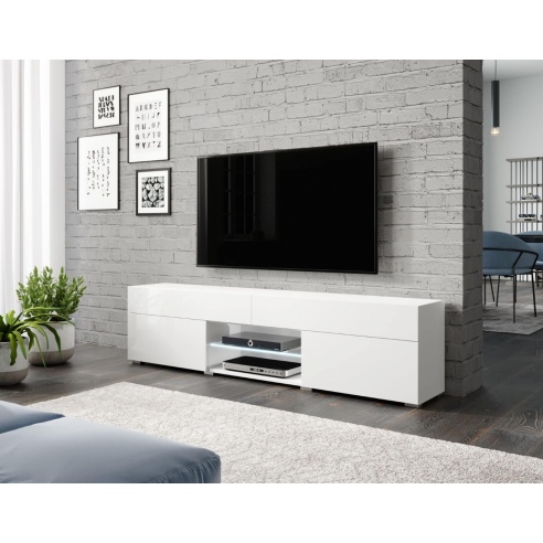 Szafka RTV CARE 180 cm szary połysk/biały
