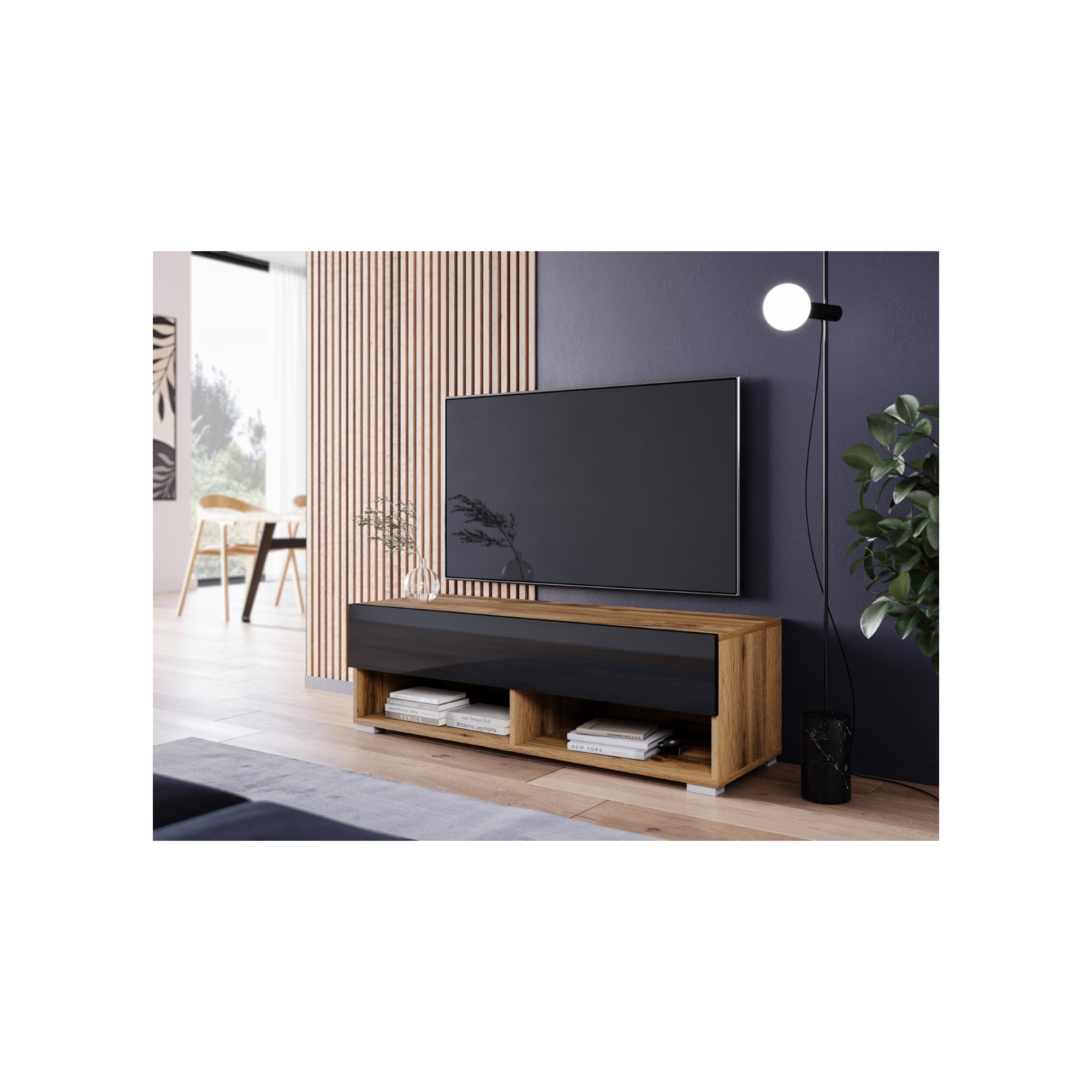 Wąska szafka pod TV ANNE w kolorze Wotan