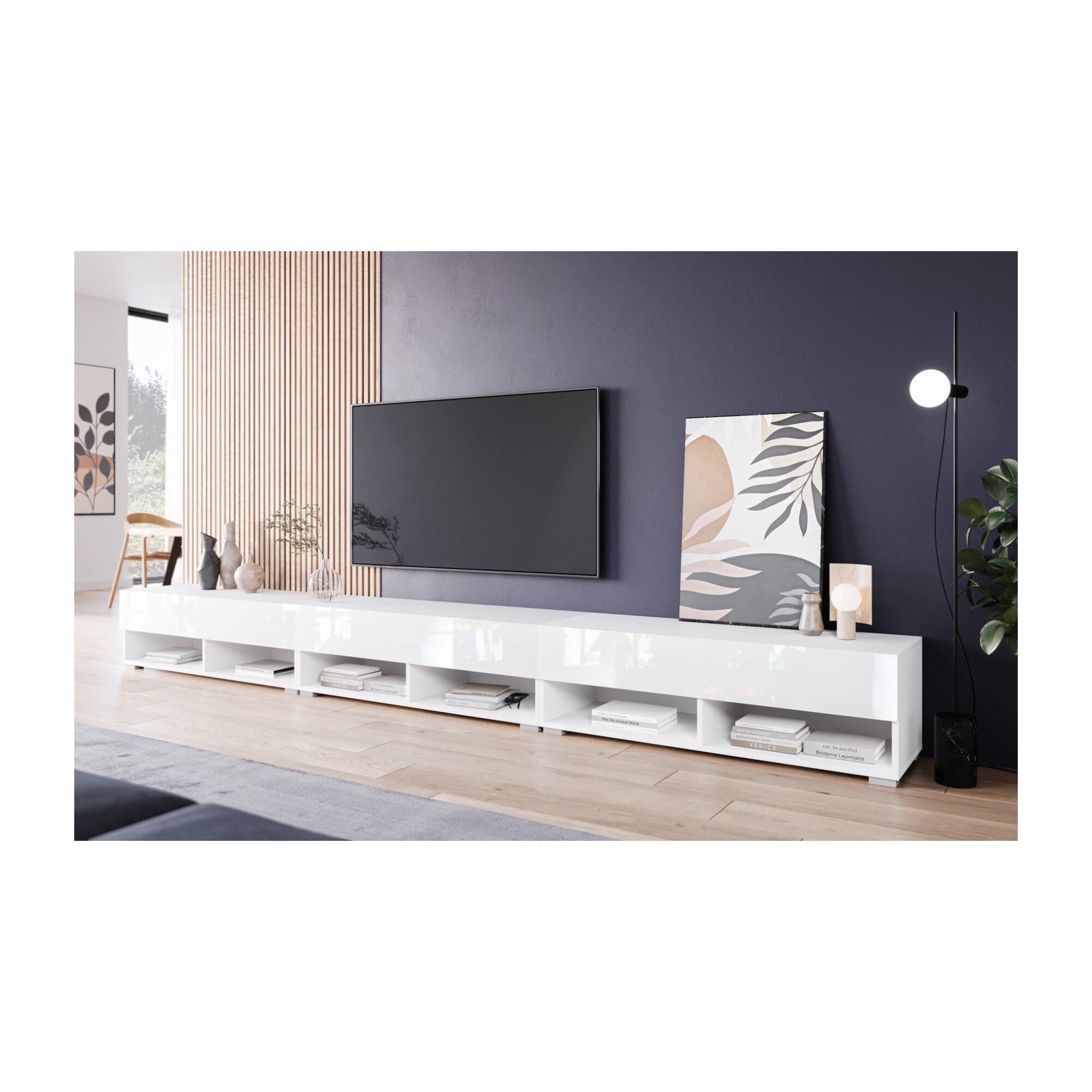 Długa szafka pod TV ANNE w kolorze białym