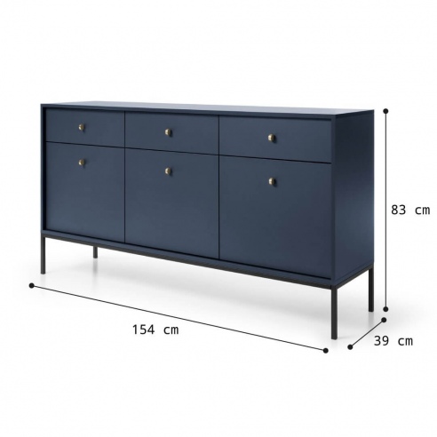 Bordowa komoda MINIMAL na metalowych nogach