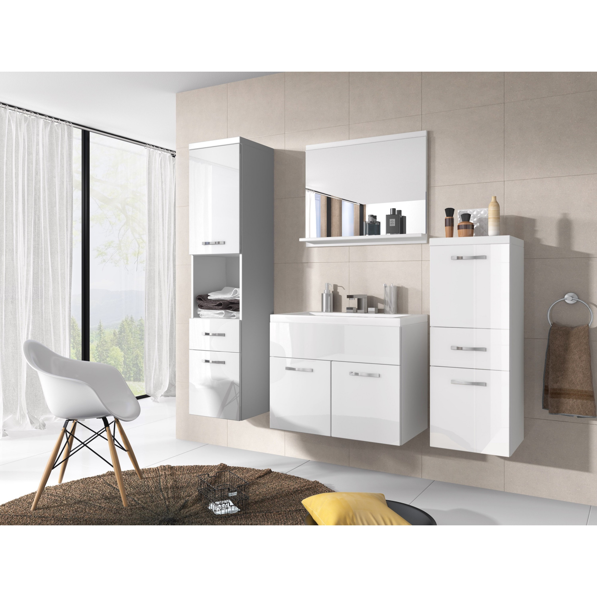 Meble łazienkowe biały połysk - Alba