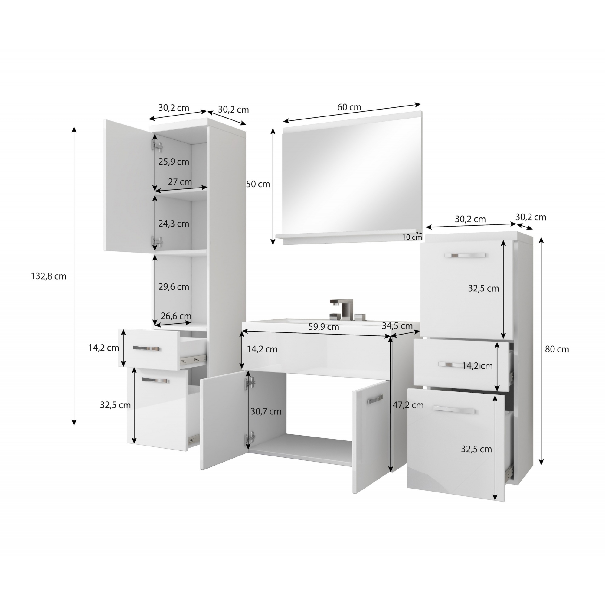 Meble łazienkowe w kolorze sosny - Alba